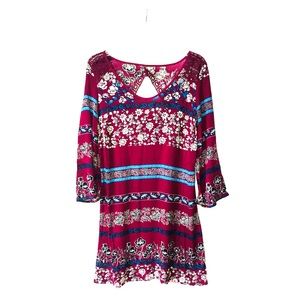 Francesca’s floral burgundy mini dress